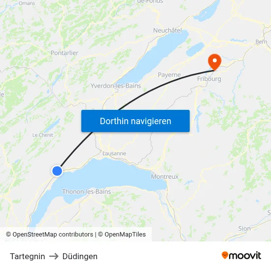 Tartegnin to Düdingen map
