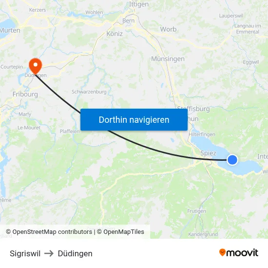 Sigriswil to Düdingen map
