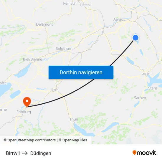 Birrwil to Düdingen map