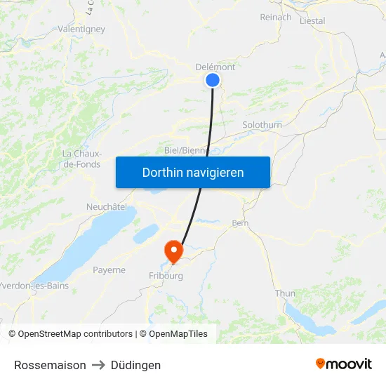 Rossemaison to Düdingen map