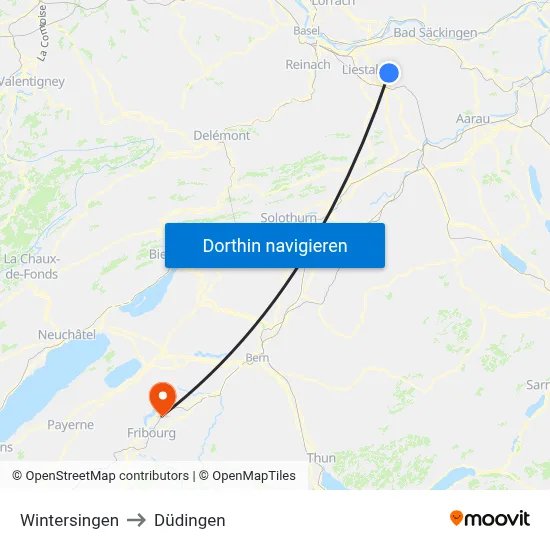 Wintersingen to Düdingen map