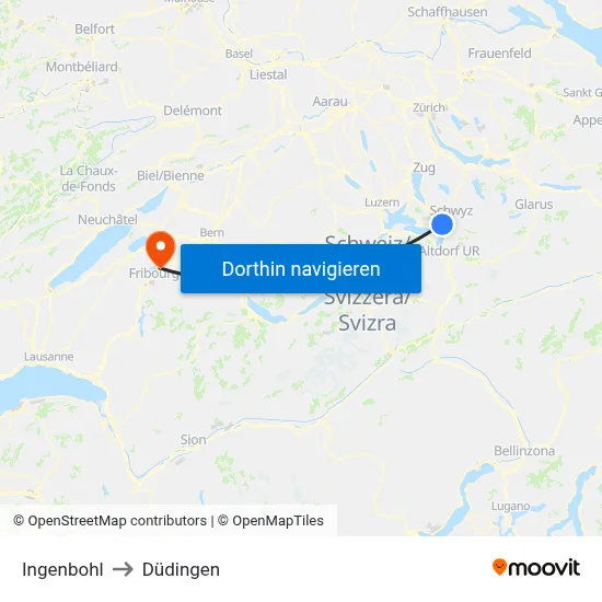 Ingenbohl to Düdingen map