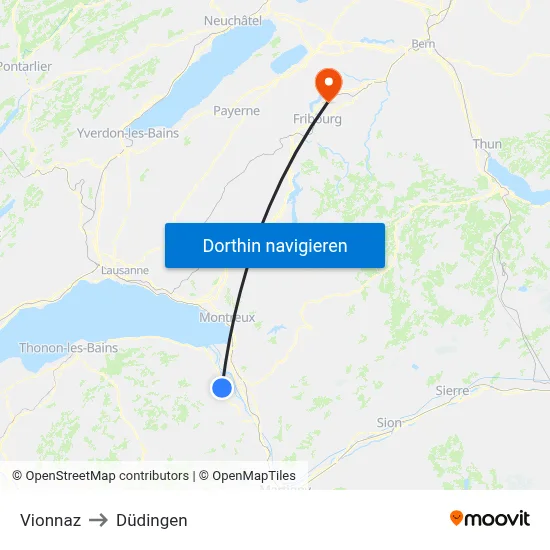 Vionnaz to Düdingen map