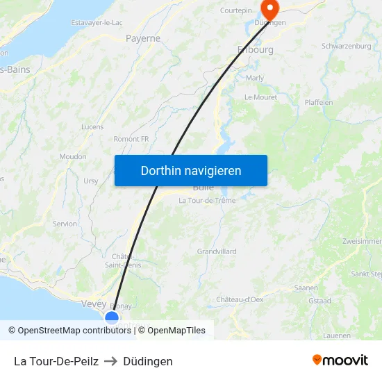 La Tour-De-Peilz to Düdingen map