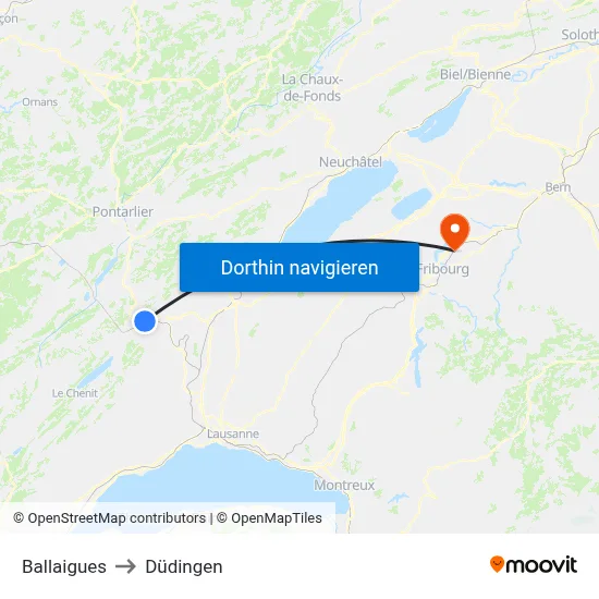Ballaigues to Düdingen map