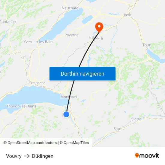 Vouvry to Düdingen map