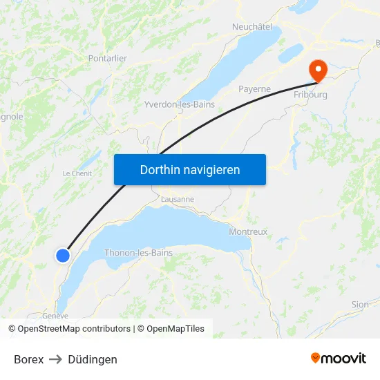 Borex to Düdingen map