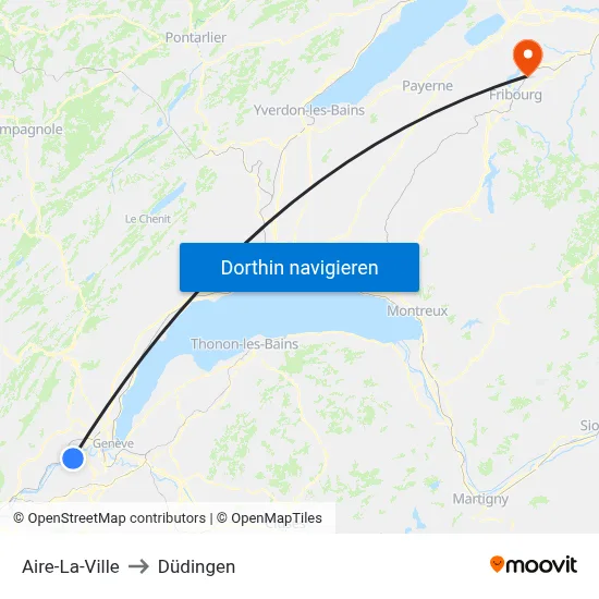 Aire-La-Ville to Düdingen map