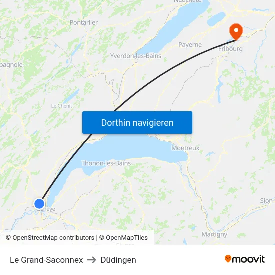 Le Grand-Saconnex to Düdingen map