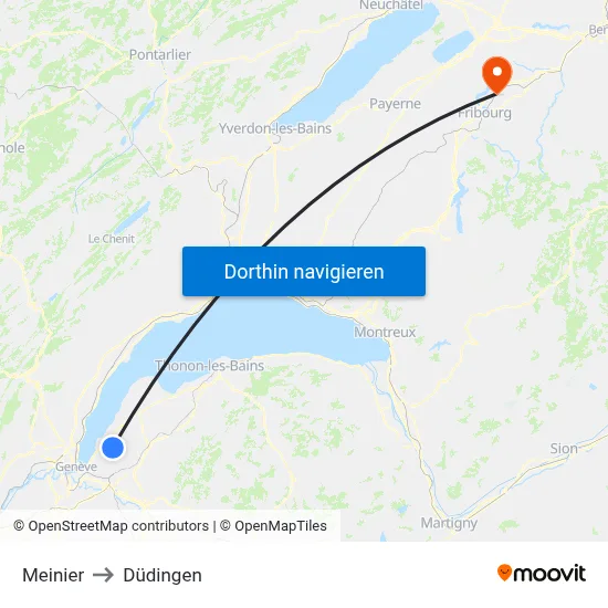 Meinier to Düdingen map