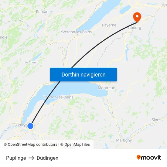 Puplinge to Düdingen map