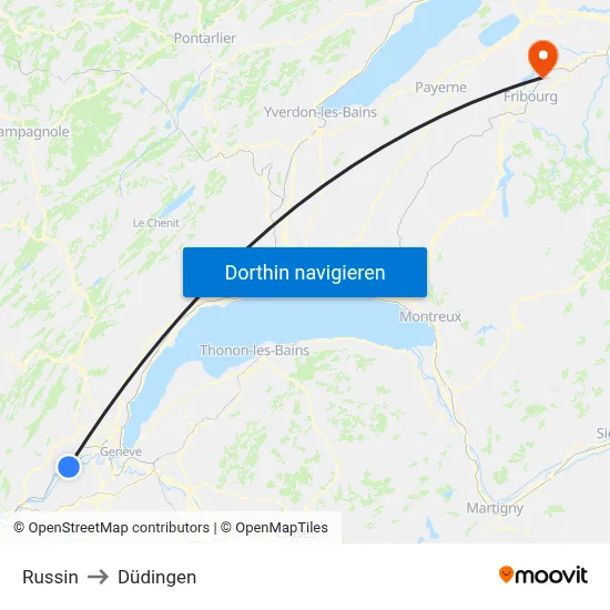 Russin to Düdingen map