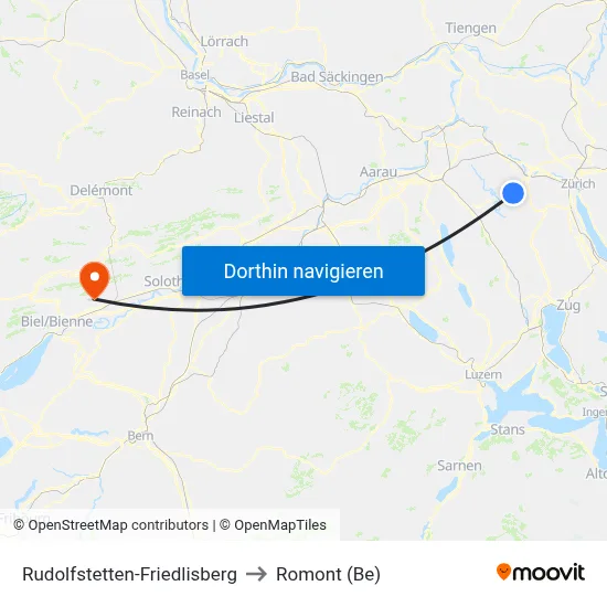 Rudolfstetten-Friedlisberg to Romont (Be) map