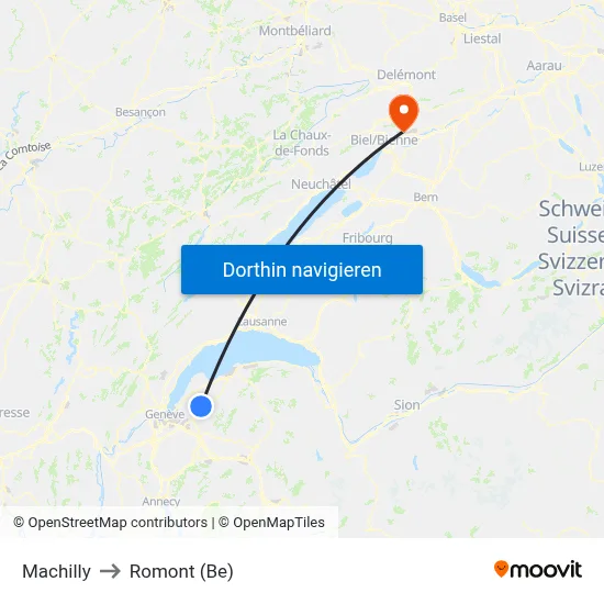 Machilly to Romont (Be) map