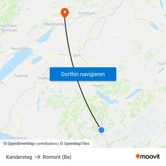 Kandersteg to Romont (Be) map
