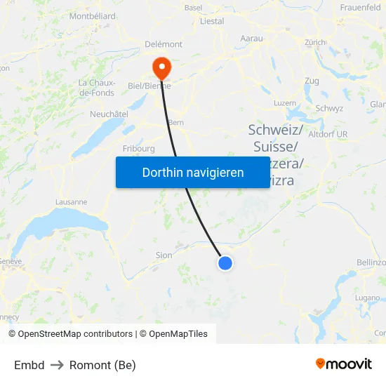 Embd to Romont (Be) map