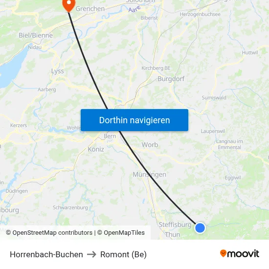 Horrenbach-Buchen to Romont (Be) map