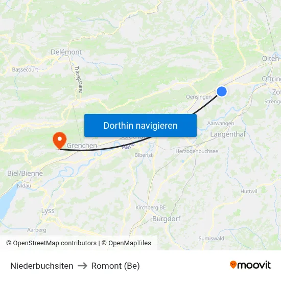 Niederbuchsiten to Romont (Be) map