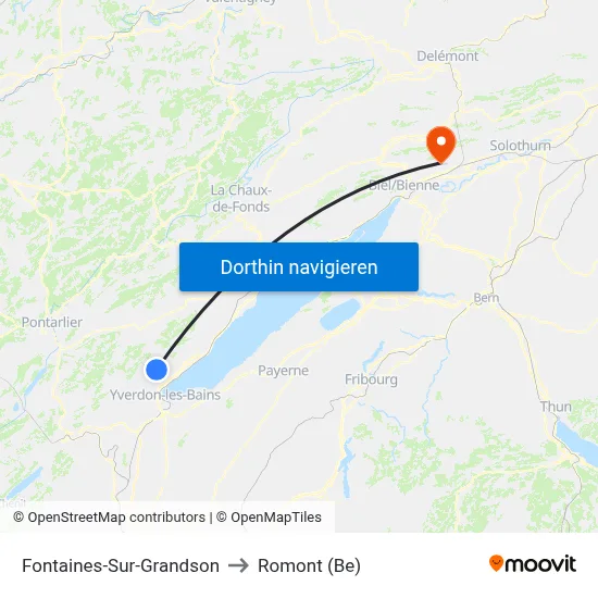 Fontaines-Sur-Grandson to Romont (Be) map