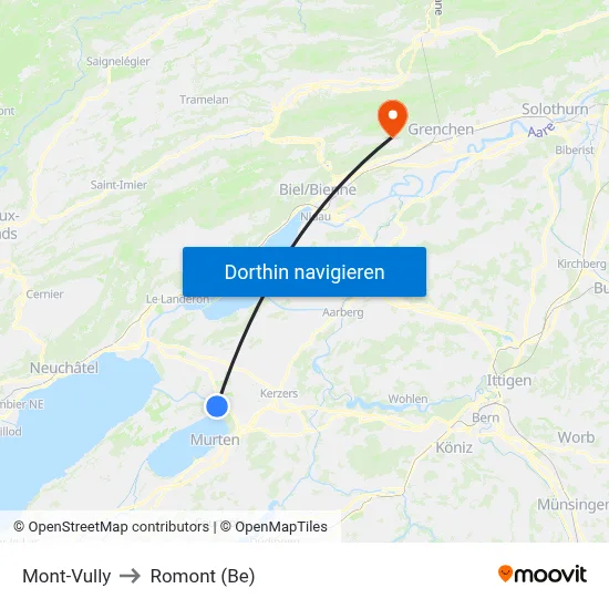 Mont-Vully to Romont (Be) map