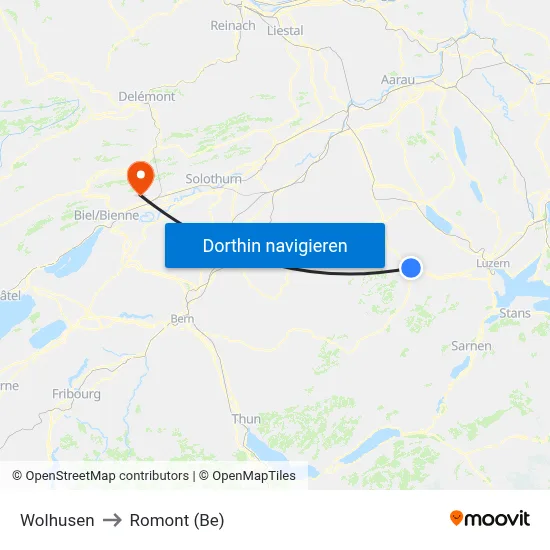 Wolhusen to Romont (Be) map