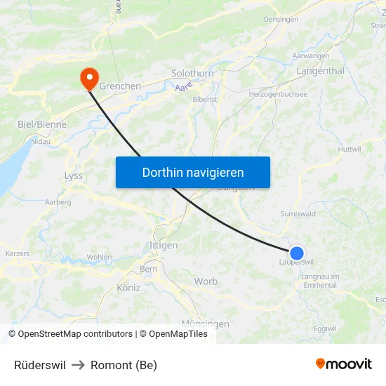 Rüderswil to Romont (Be) map