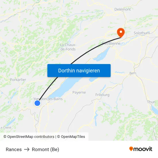 Rances to Romont (Be) map