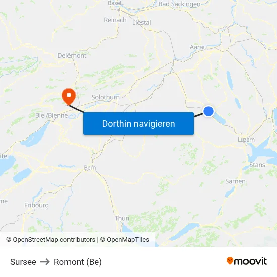 Sursee to Romont (Be) map