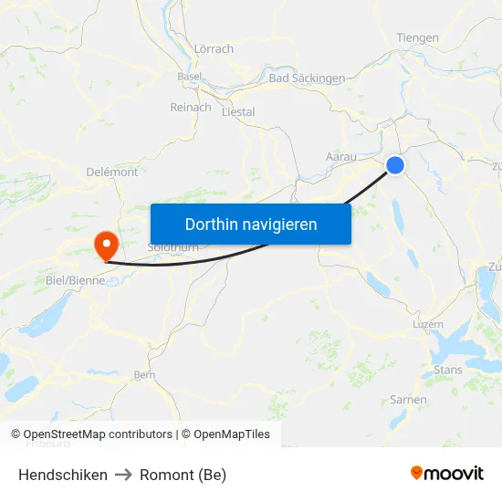 Hendschiken to Romont (Be) map