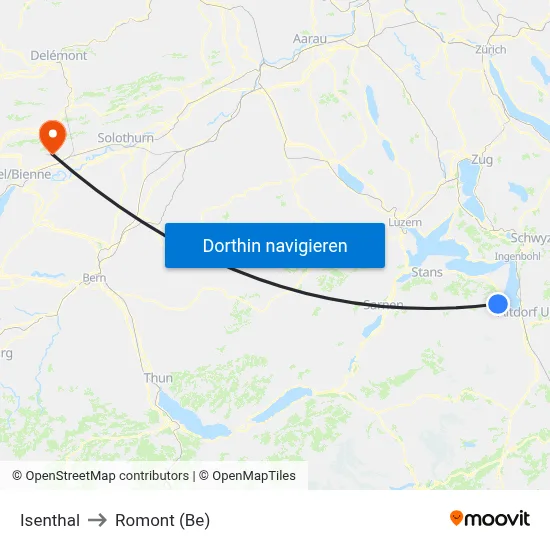 Isenthal to Romont (Be) map