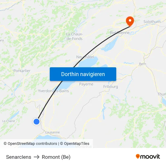 Senarclens to Romont (Be) map