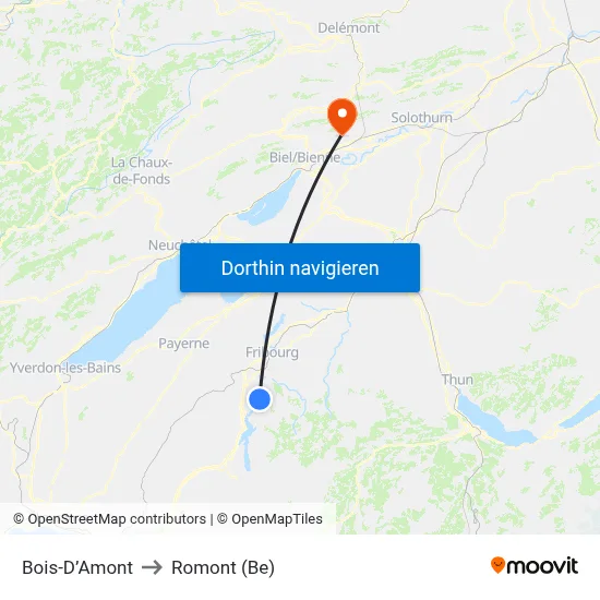 Bois-D’Amont to Romont (Be) map