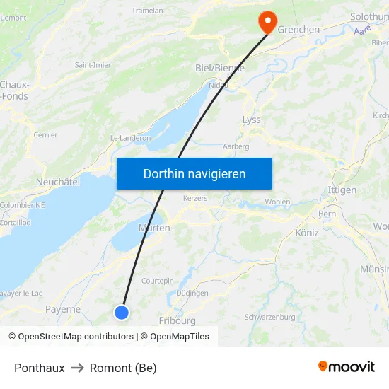 Ponthaux to Romont (Be) map