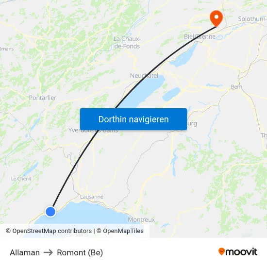 Allaman to Romont (Be) map