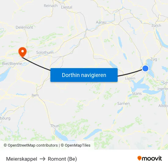 Meierskappel to Romont (Be) map