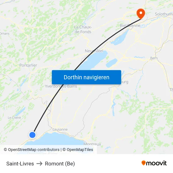 Saint-Livres to Romont (Be) map
