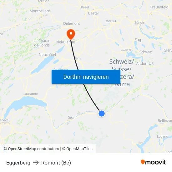 Eggerberg to Romont (Be) map
