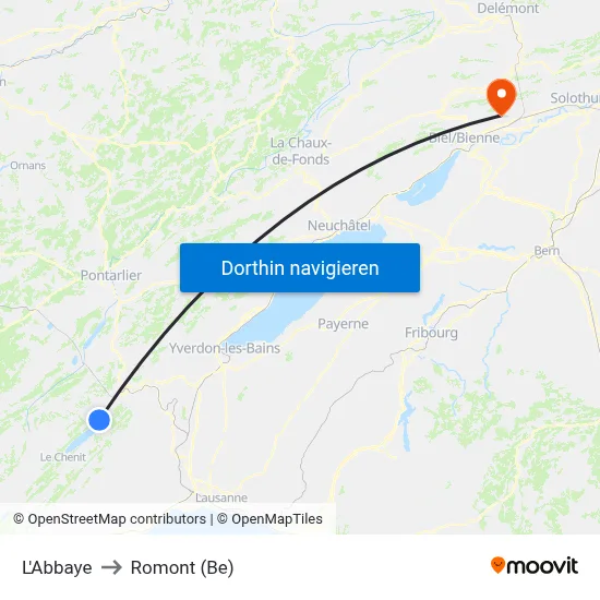 L'Abbaye to Romont (Be) map