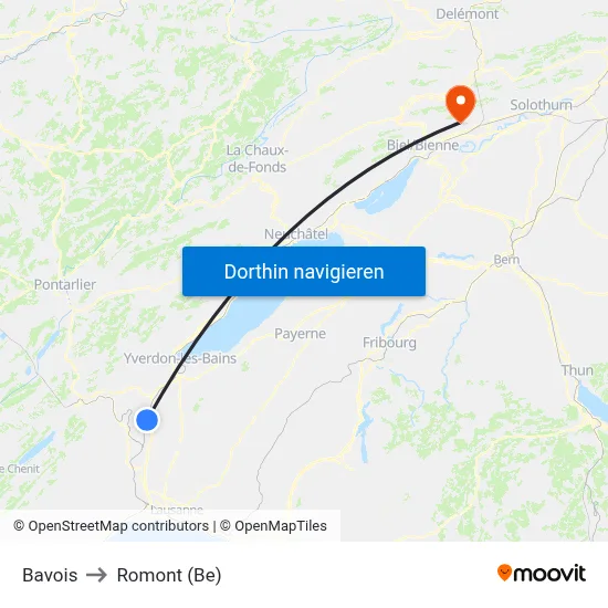 Bavois to Romont (Be) map