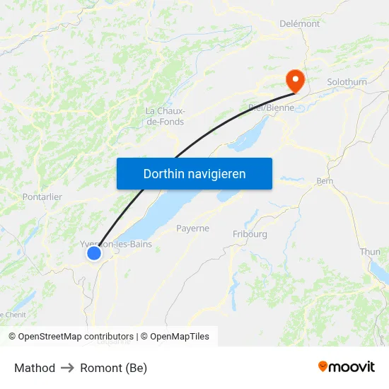 Mathod to Romont (Be) map