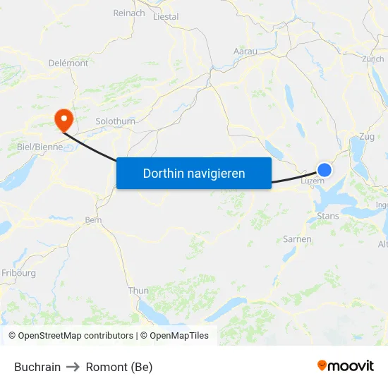Buchrain to Romont (Be) map
