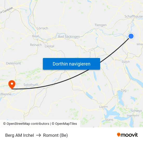 Berg AM Irchel to Romont (Be) map