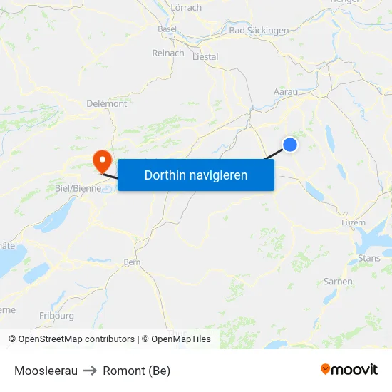 Moosleerau to Romont (Be) map