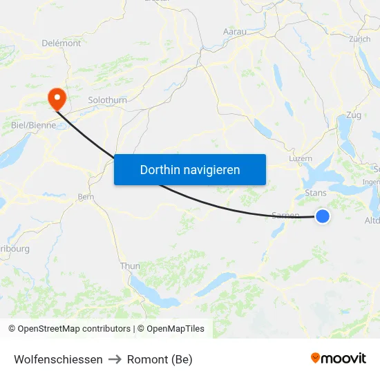 Wolfenschiessen to Romont (Be) map
