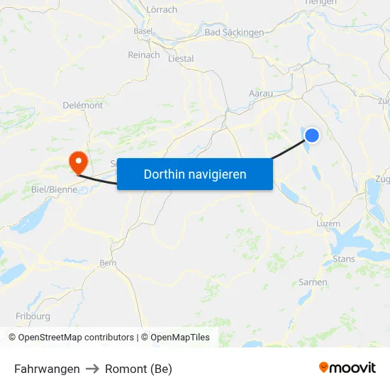 Fahrwangen to Romont (Be) map