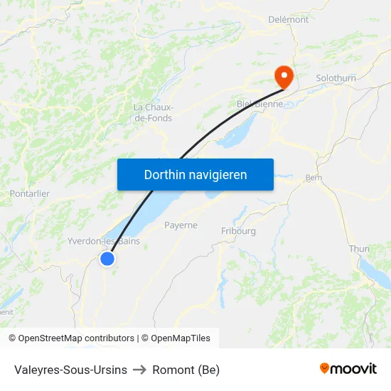 Valeyres-Sous-Ursins to Romont (Be) map