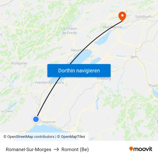 Romanel-Sur-Morges to Romont (Be) map