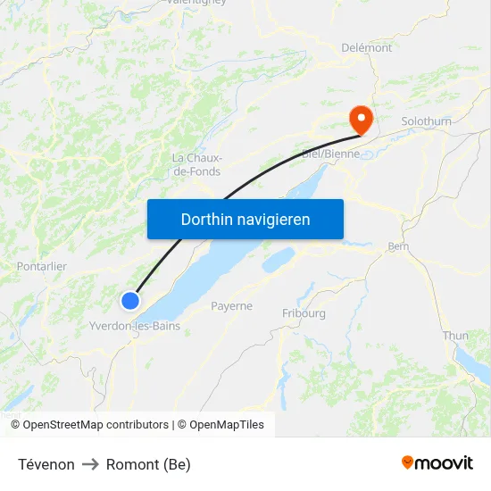 Tévenon to Romont (Be) map