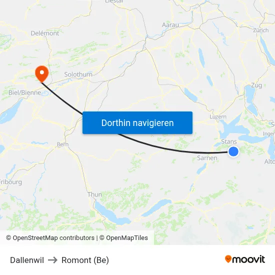 Dallenwil to Romont (Be) map