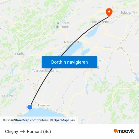 Chigny to Romont (Be) map